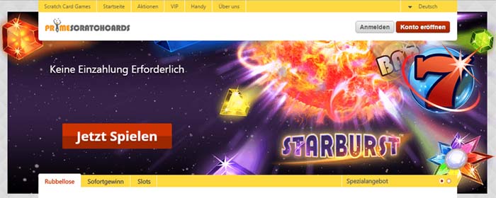 Rubbelkarten online spielen bei Prime Scratch Cards